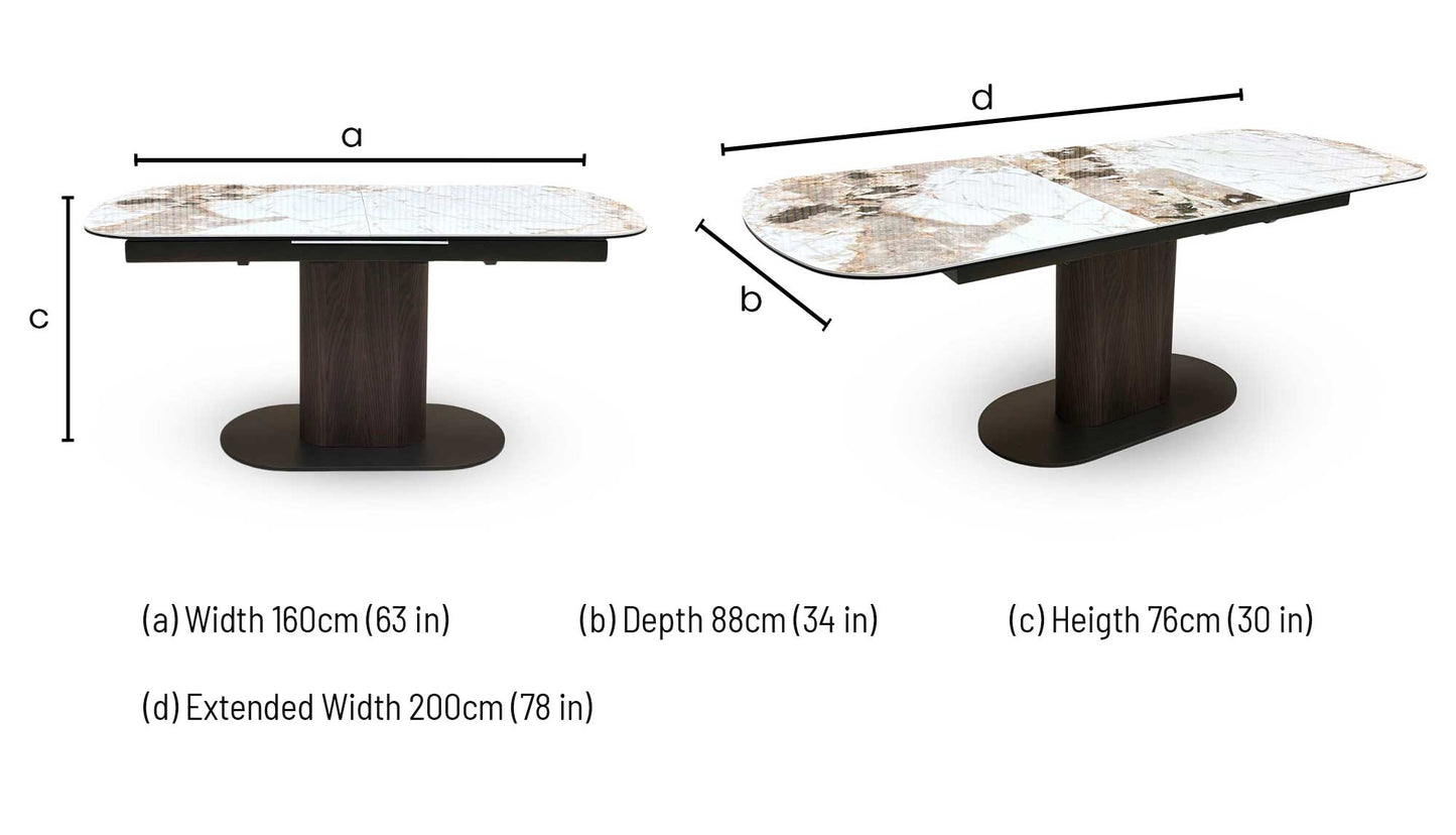 ‘Mekong’ Ceramic Top 160cm Extending Dining Table