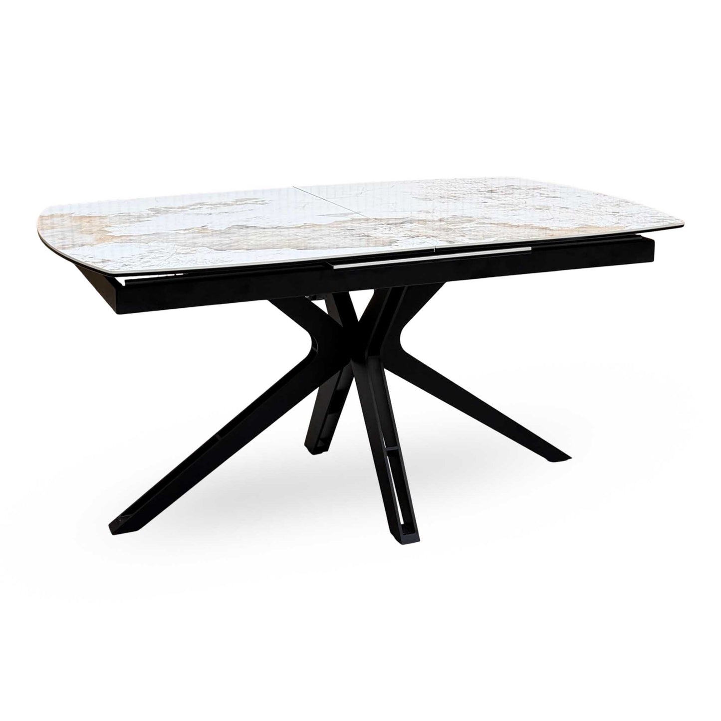 ‘Jose’ Calcutta Marble Ceramic Top 210cm Pop Up Extending Dining Table