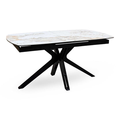 ‘Jose’ Calcutta Marble Ceramic Top 210cm Pop Up Extending Dining Table