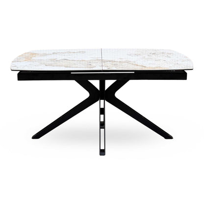 ‘Jose’ Calcutta Marble Ceramic Top 210cm Pop Up Extending Dining Table