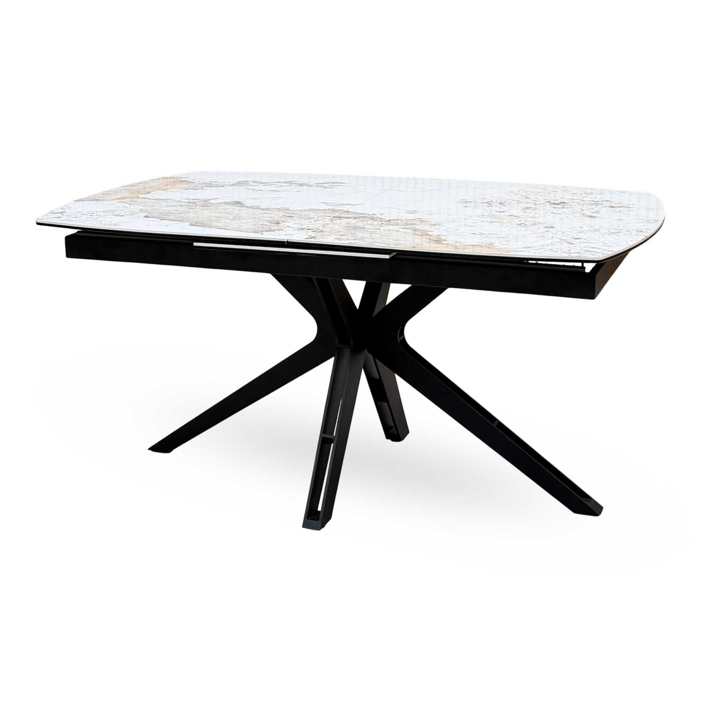 ‘Jose’ Calcutta Marble Ceramic Top 210cm Pop Up Extending Dining Table