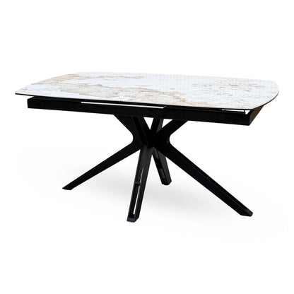 ‘Jose’ Calcutta Marble Ceramic Top 210cm Pop Up Extending Dining Table