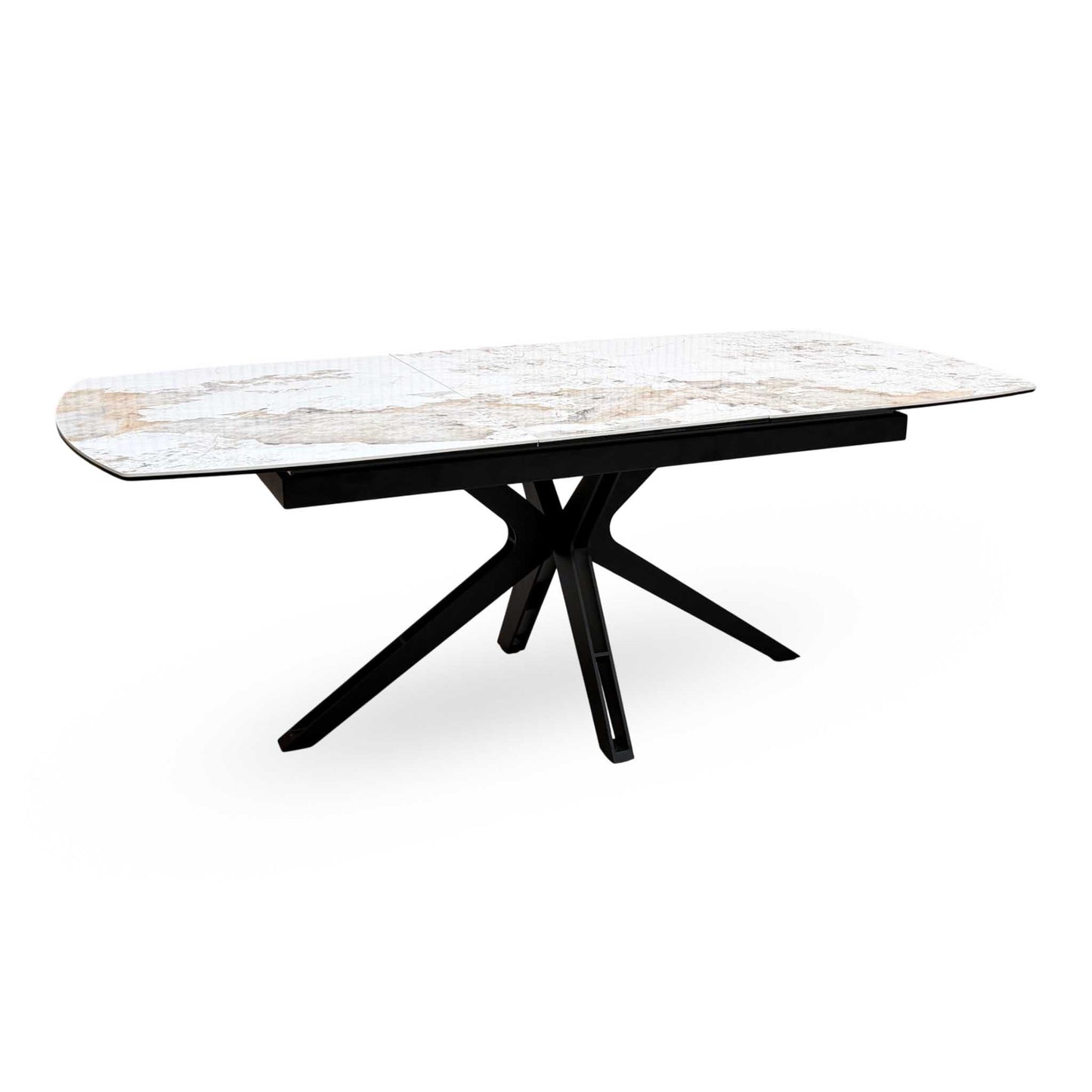 ‘Jose’ Calcutta Marble Ceramic Top 210cm Pop Up Extending Dining Table