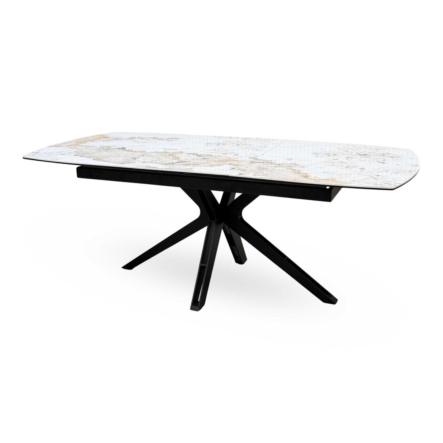 ‘Jose’ Calcutta Marble Ceramic Top 210cm Pop Up Extending Dining Table
