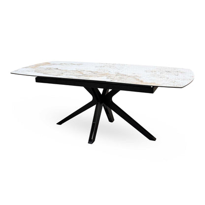 ‘Jose’ Calcutta Marble Ceramic Top 210cm Pop Up Extending Dining Table