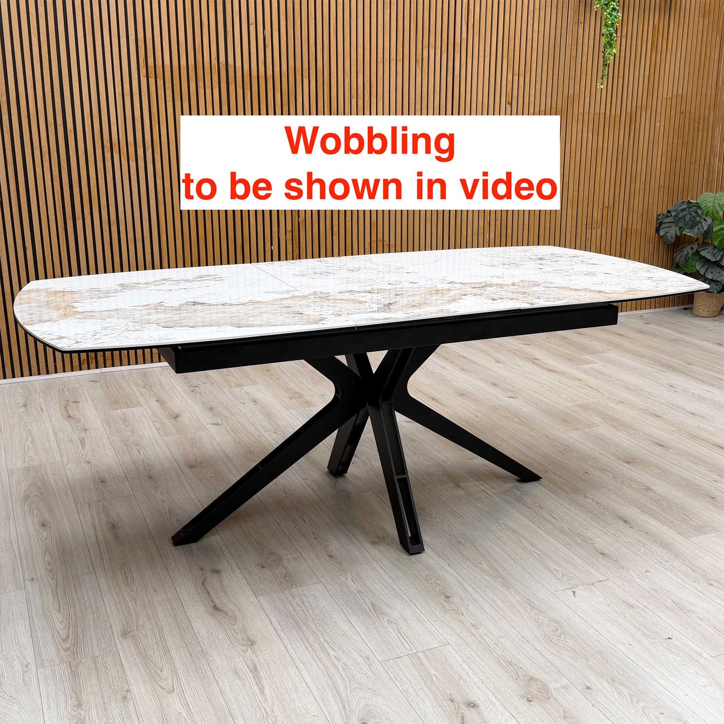 ‘Jose’ Calcutta Marble Ceramic Top 210cm Pop Up Extending Dining Table