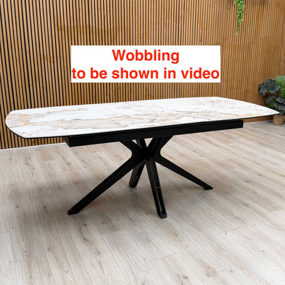 ‘Jose’ Calcutta Marble Ceramic Top 210cm Pop Up Extending Dining Table