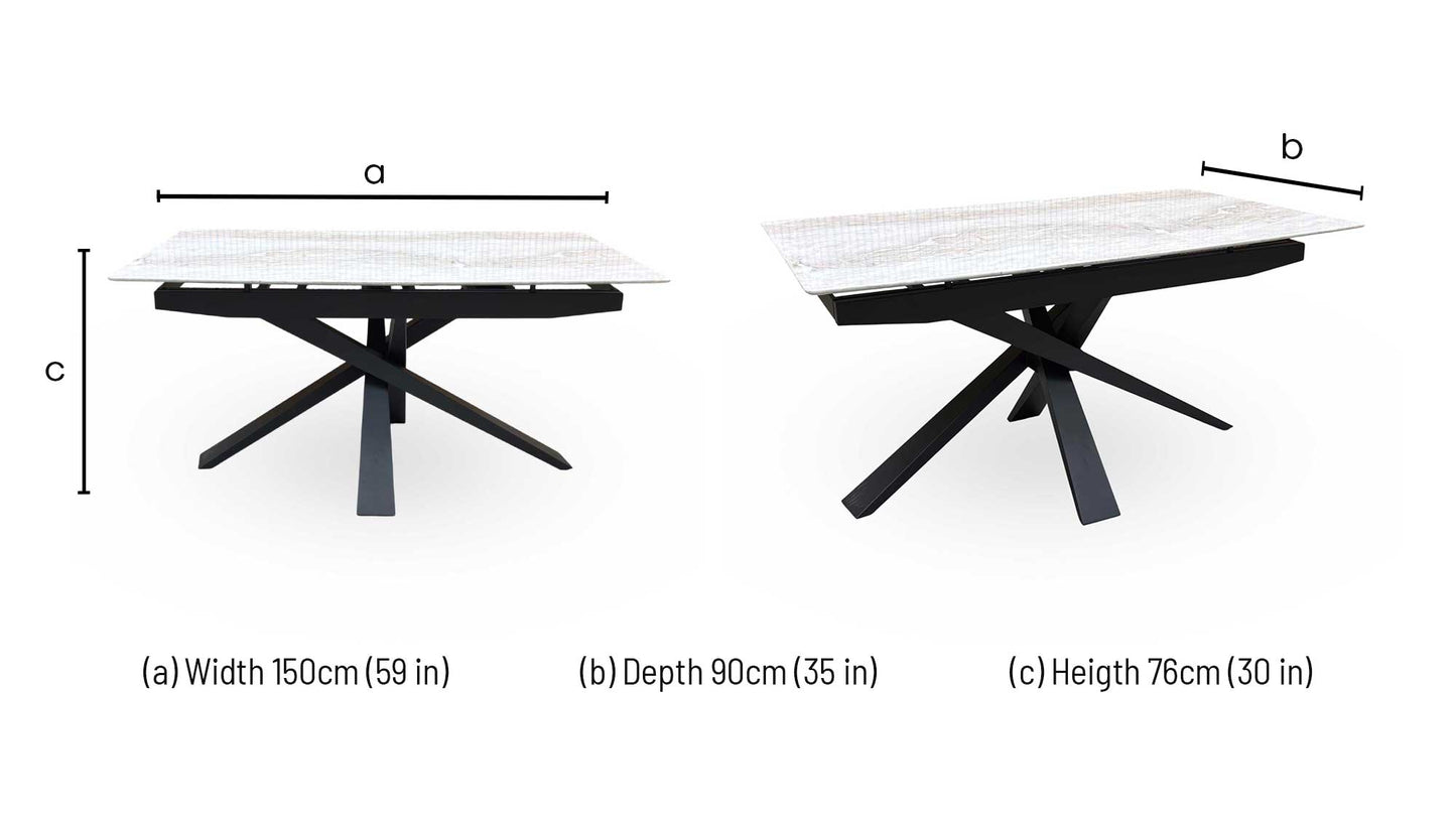 ‘Germain’ Marble Top 150cm Fixed Dining Table