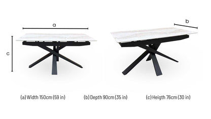 ‘Germain’ Marble Top 150cm Fixed Dining Table