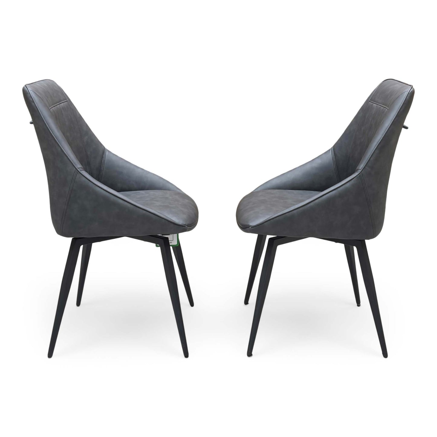 ‘Crete' Dark Grey Faux Leather Pair of Swivel Dining Chairs