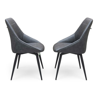 ‘Crete' Dark Grey Faux Leather Pair of Swivel Dining Chairs