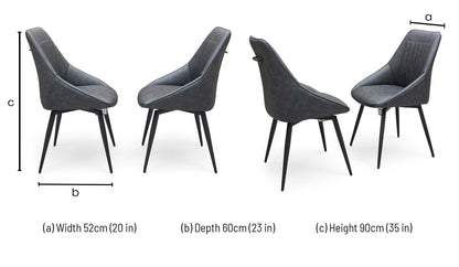 ‘Crete' Dark Grey Faux Leather Pair of Swivel Dining Chairs