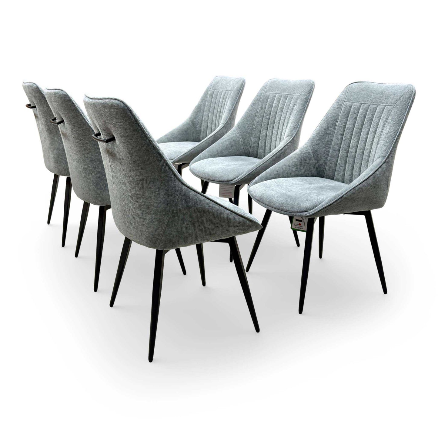 'Crete' Ceramic Top 180cm Large Extending Dining Table with Dark Grey Set of 6 Swivel Dining Chairs Furniture Village