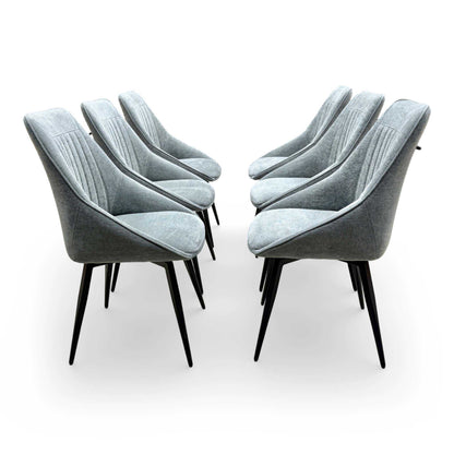 'Crete' Ceramic Top 180cm Large Extending Dining Table with Dark Grey Set of 6 Swivel Dining Chairs Furniture Village