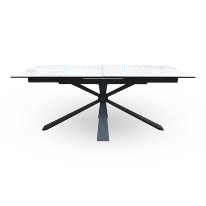 'Crete' Ceramic Top 180cm Large Extending Dining Table with Dark Grey Set of 6 Swivel Dining Chairs Furniture Village