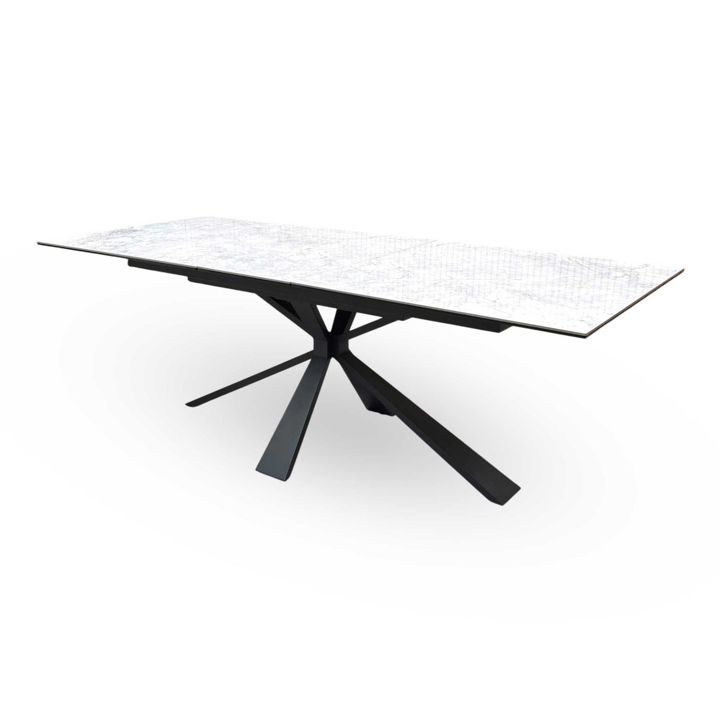 'Crete' Ceramic Top 180cm Large Extending Dining Table with Dark Grey Set of 6 Swivel Dining Chairs Furniture Village
