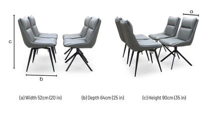 ‘Catalina’ Dark Grey Faux Leather Set of 4 Swivel Dining Chairs