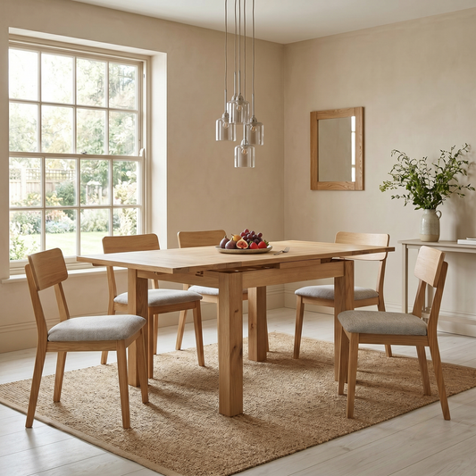 Furnitureland 'Augusta' Solid Oak Small Draw Leaf Dining Table
