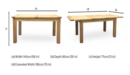 Furnitureland ‘Augusta’ Solid Oak Small Rectangular Extending Dining Table