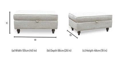 ‘Oyster Bay’ Enzo Cream Fabric Storage Footstool