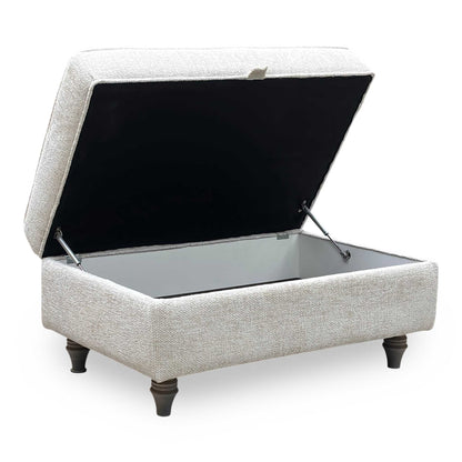 ‘Oyster Bay’ Enzo Cream Fabric Storage Footstool