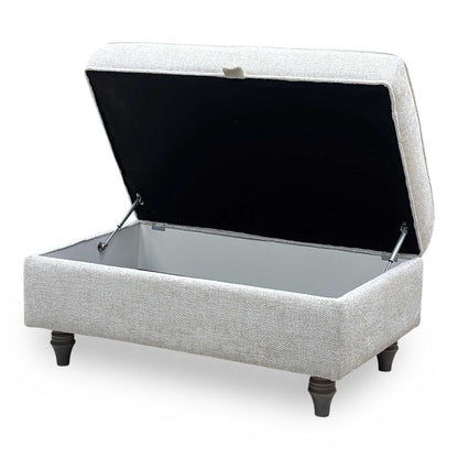 ‘Oyster Bay’ Enzo Cream Fabric Storage Footstool