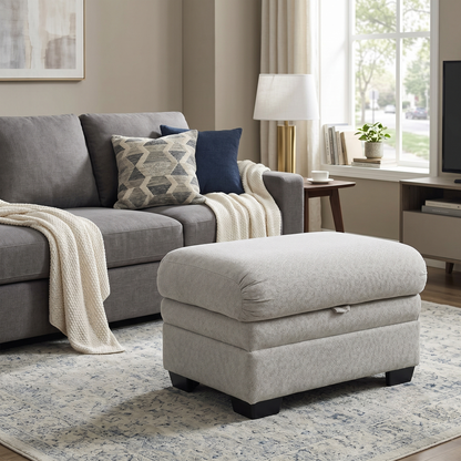 Parker Knoll ‘Hudson 23’ Fusion Stone Grey Fabric Storage Footstool