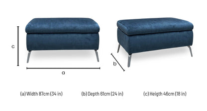 ‘Daytona’ Airforce Blue Fabric Footstool