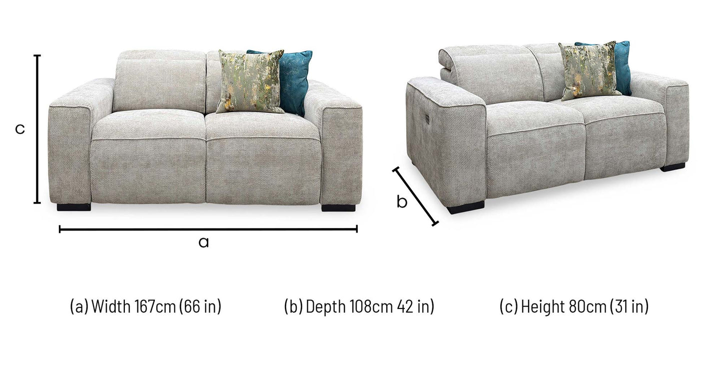 ‘Venosa’ Natural Fabric 2 Seater Power Recliner Sofa