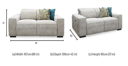 ‘Venosa’ Natural Fabric 2 Seater Power Recliner Sofa