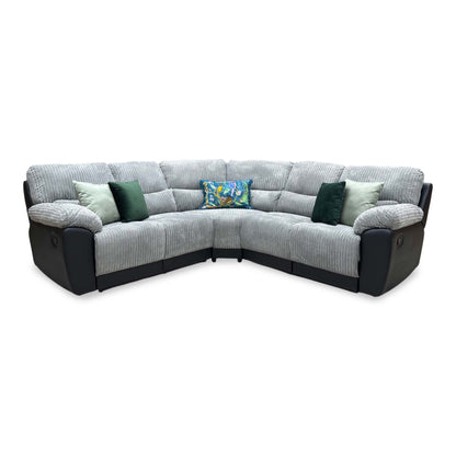 ‘Sienna’ Black Fabric Faux Leather High Back Manual Recliner Corner Group Sofa