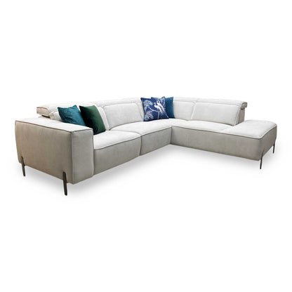 ‘San Antonio’ Light Grey Fabric Power Recliner Right Hand Corner Group with Charging Ports