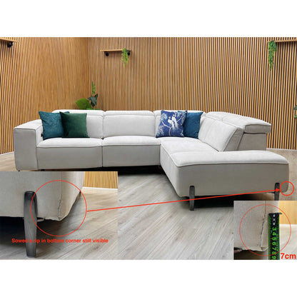 ‘San Antonio’ Light Grey Fabric Power Recliner Right Hand Corner Group with Charging Ports