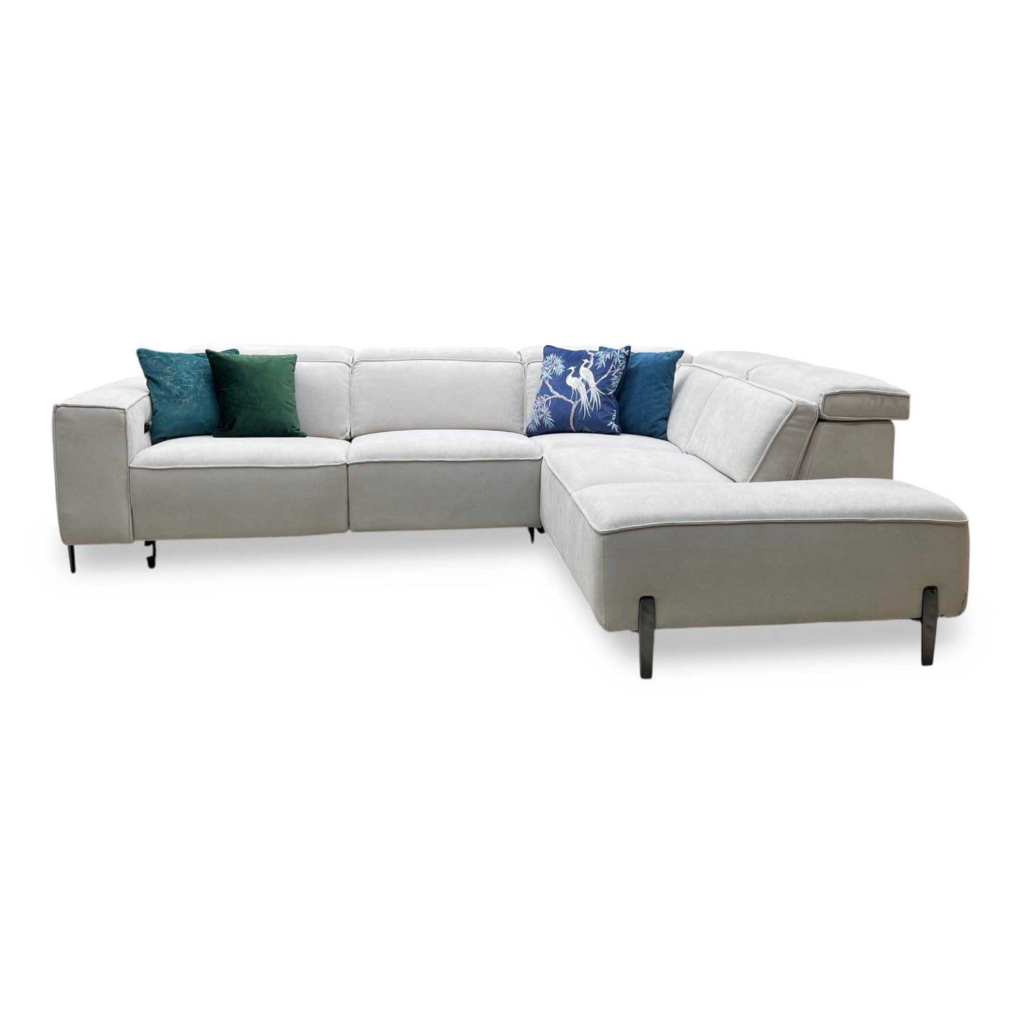 ‘San Antonio’ Light Grey Fabric Power Recliner Right Hand Corner Group with Charging Ports