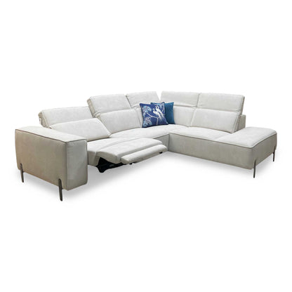 ‘San Antonio’ Light Grey Fabric Power Recliner Right Hand Corner Group with Charging Ports