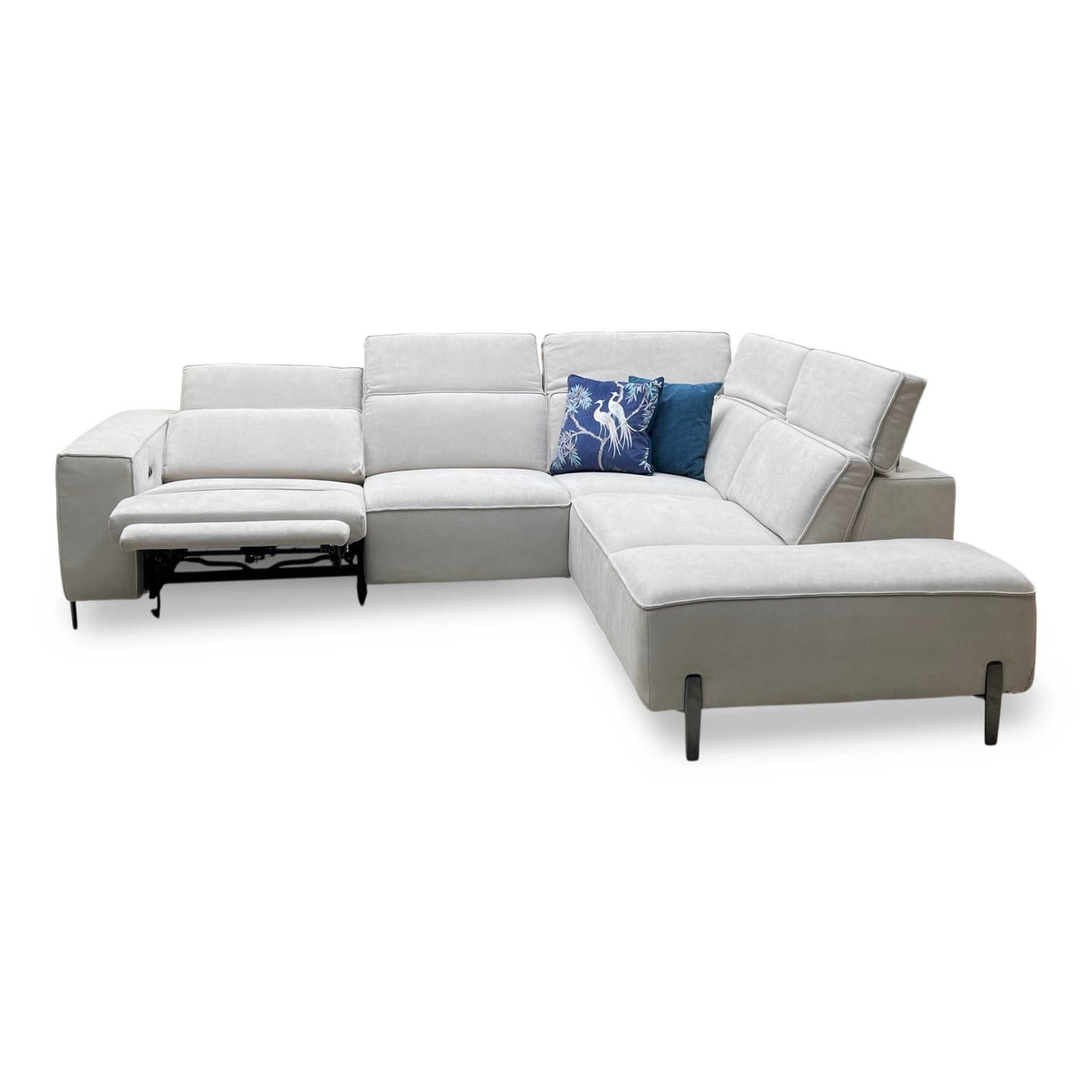 ‘San Antonio’ Light Grey Fabric Power Recliner Right Hand Corner Group with Charging Ports