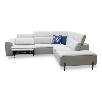 ‘San Antonio’ Light Grey Fabric Power Recliner Right Hand Corner Group with Charging Ports