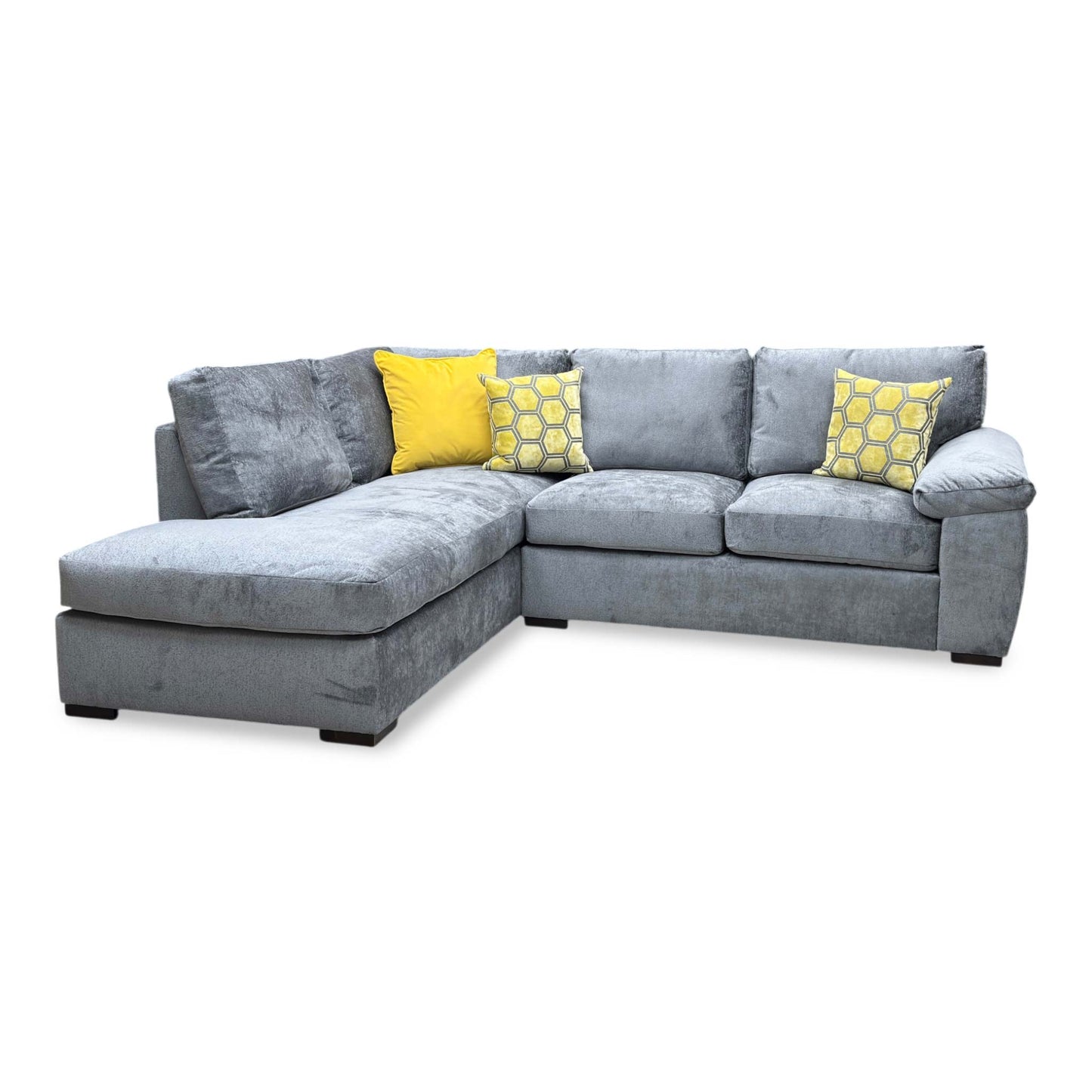 ‘Salerno’ Grey Fabric Standard Seater Left Hand Corner Chaise Sofa