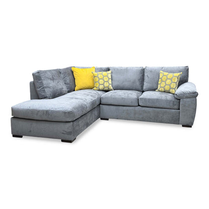‘Salerno’ Grey Fabric Standard Seater Left Hand Corner Chaise Sofa