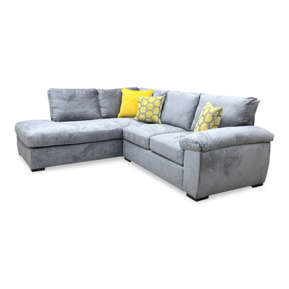 ‘Salerno’ Grey Fabric Standard Seater Left Hand Corner Chaise Sofa