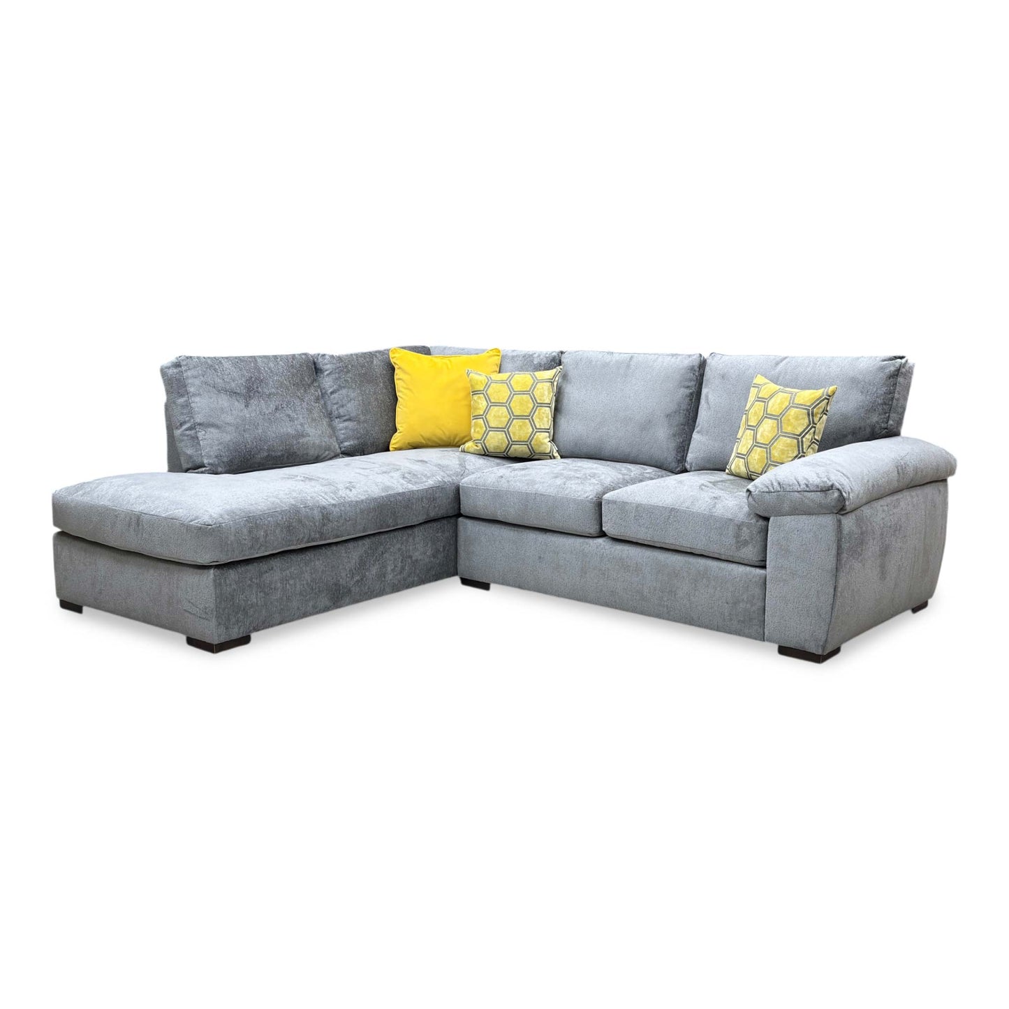 ‘Salerno’ Grey Fabric Standard Seater Left Hand Corner Chaise Sofa