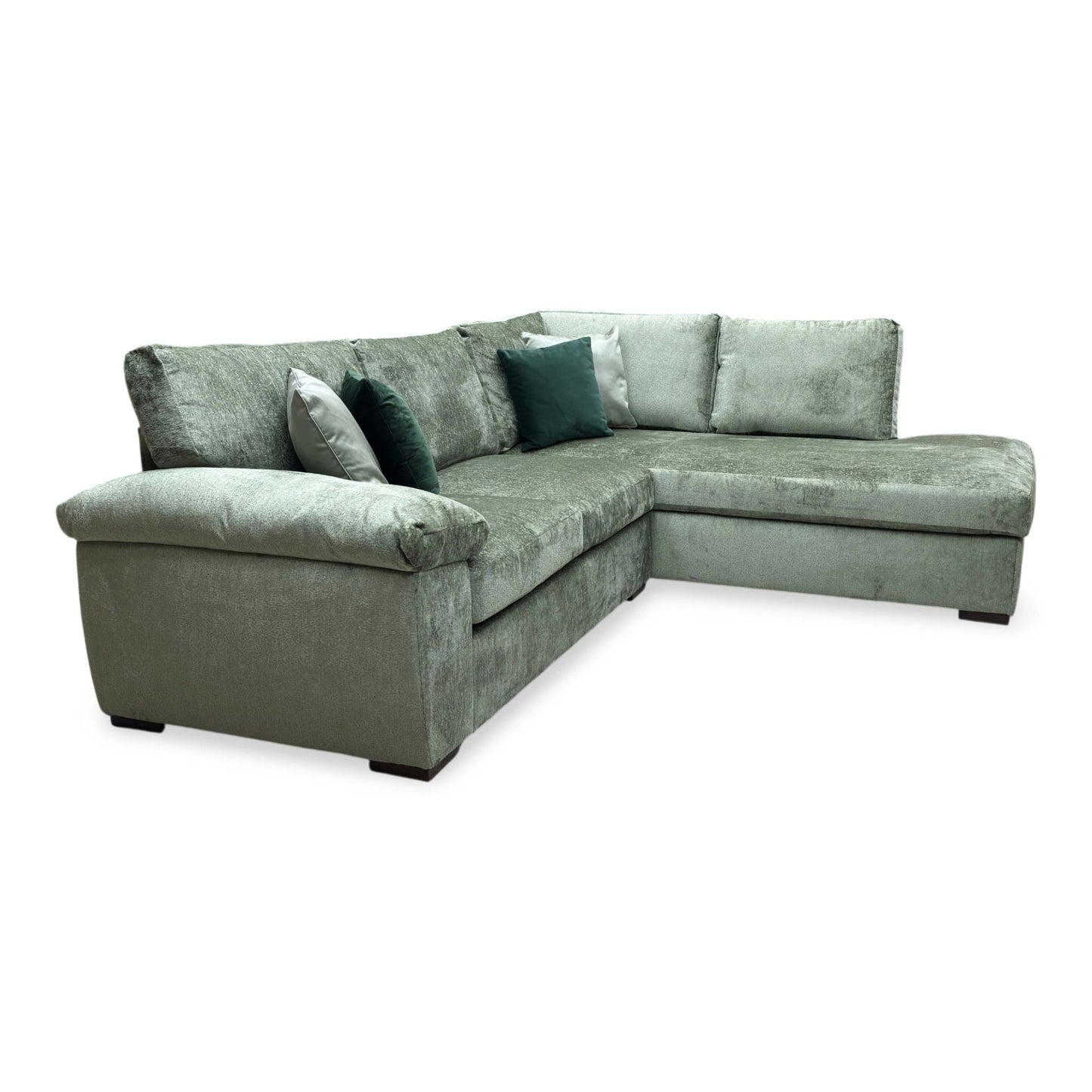 ‘Salerno’ Olive Green Fabric Standard Seater Right Hand Corner Chaise Sofa