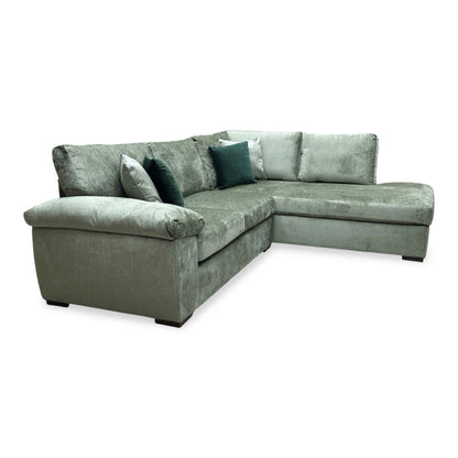 ‘Salerno’ Olive Green Fabric Standard Seater Right Hand Corner Chaise Sofa