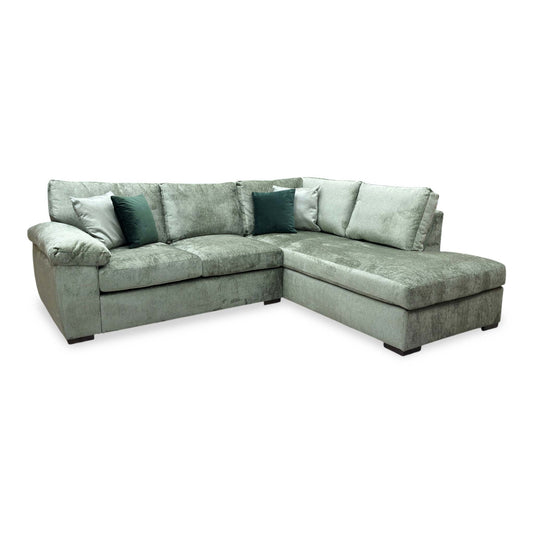 ‘Salerno’ Olive Green Fabric Standard Seater Right Hand Corner Chaise Sofa
