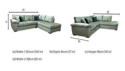 ‘Salerno’ Olive Green Fabric Standard Seater Right Hand Corner Chaise Sofa
