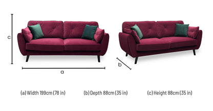 ‘New Paulo’ Burgundy Fabric 3 Seater Sofa