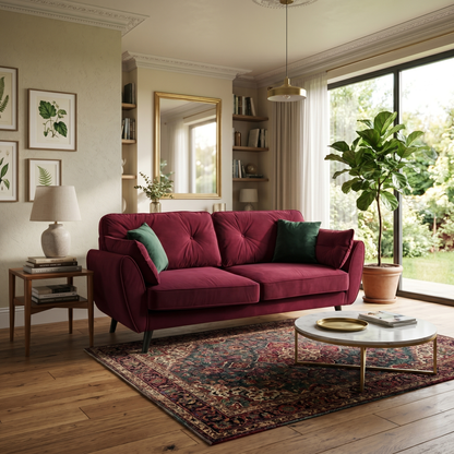 ‘New Paulo’ Burgundy Fabric 3 Seater Sofa