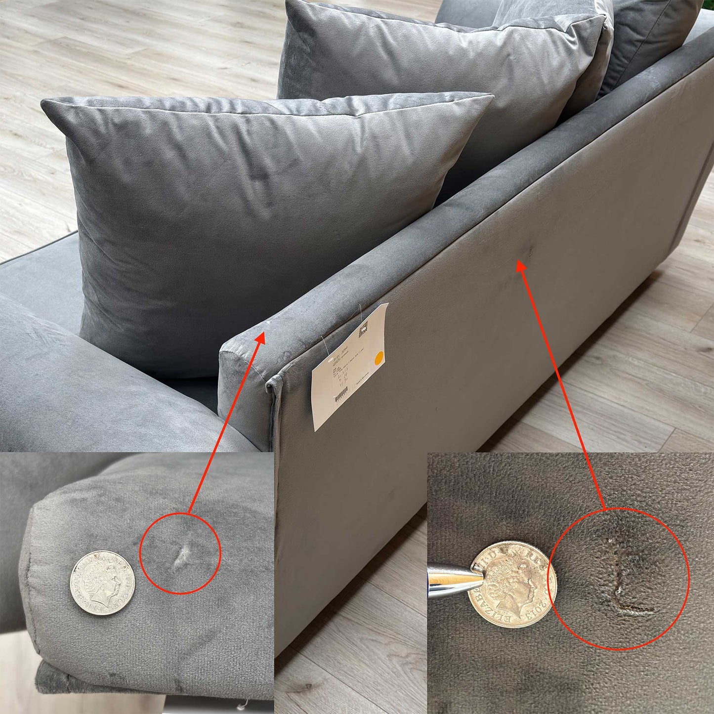 ‘Leila’ Grey Fabric 3 Seater Sofa