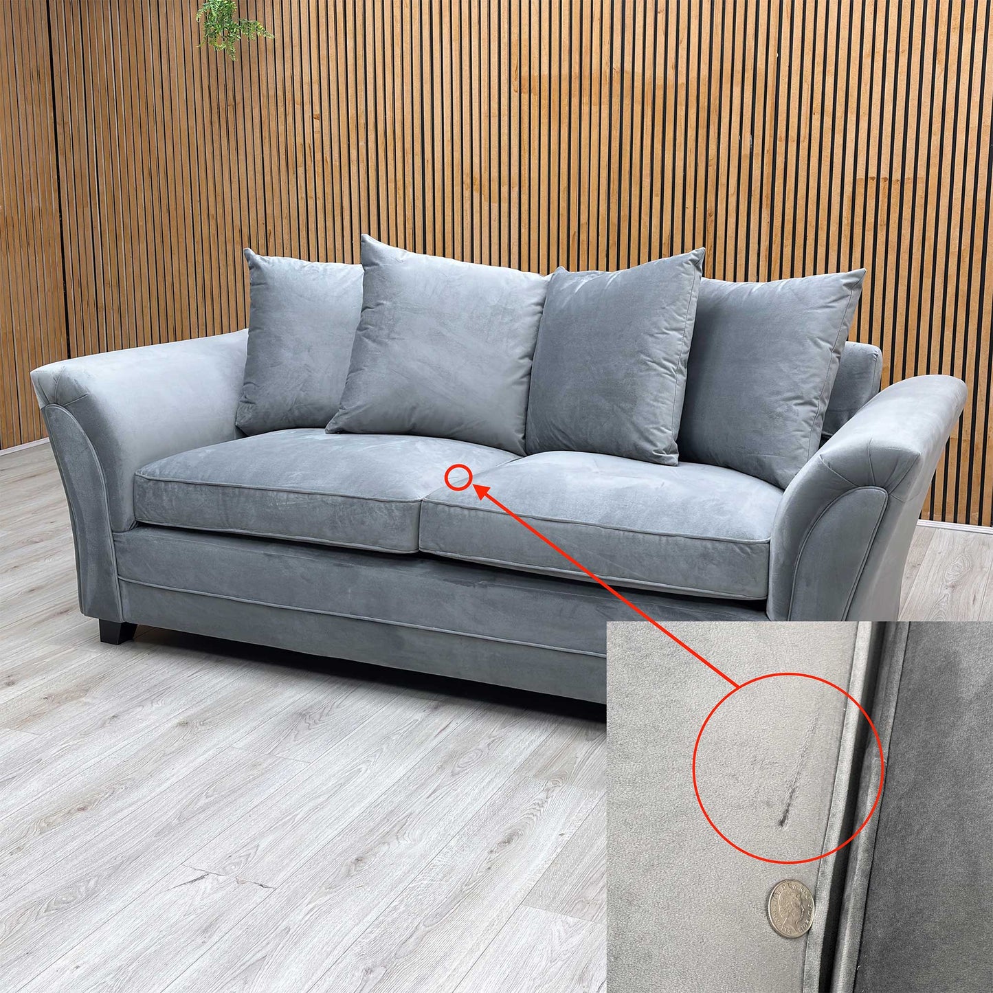 ‘Leila’ Grey Fabric 3 Seater Sofa