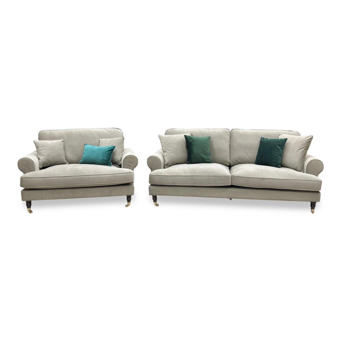 ‘Coast’ Mink Fabric 3 Seater Sofa + Snuggle Chair